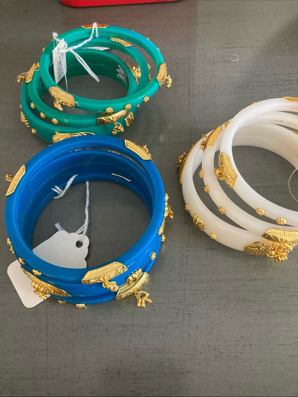 Gold-Embellished Blue Resin Bangle Bracelet Set - Women